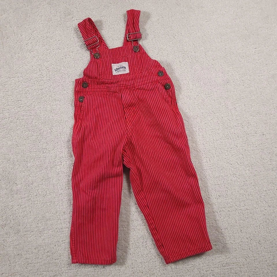 Vintage GAP Kids Overalls Boys 2 Red Railroad Stripe WorldWide Workwear 90s - Image 2 of 4