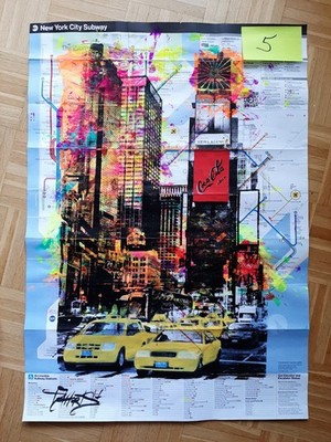 Art on Subway Map, TIMES SQUARE WITH YELLOW CAB, 82 cm x 60 cm*NEU*TOP*NEU*TOP*