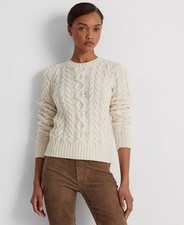Ralph Lauren Aran Knit Wool Cashmere Sweater M
