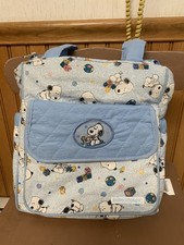 HTF Vintage Peanuts Blue Baby Snoopy Woodstock Diaper Bag With Changing Pad