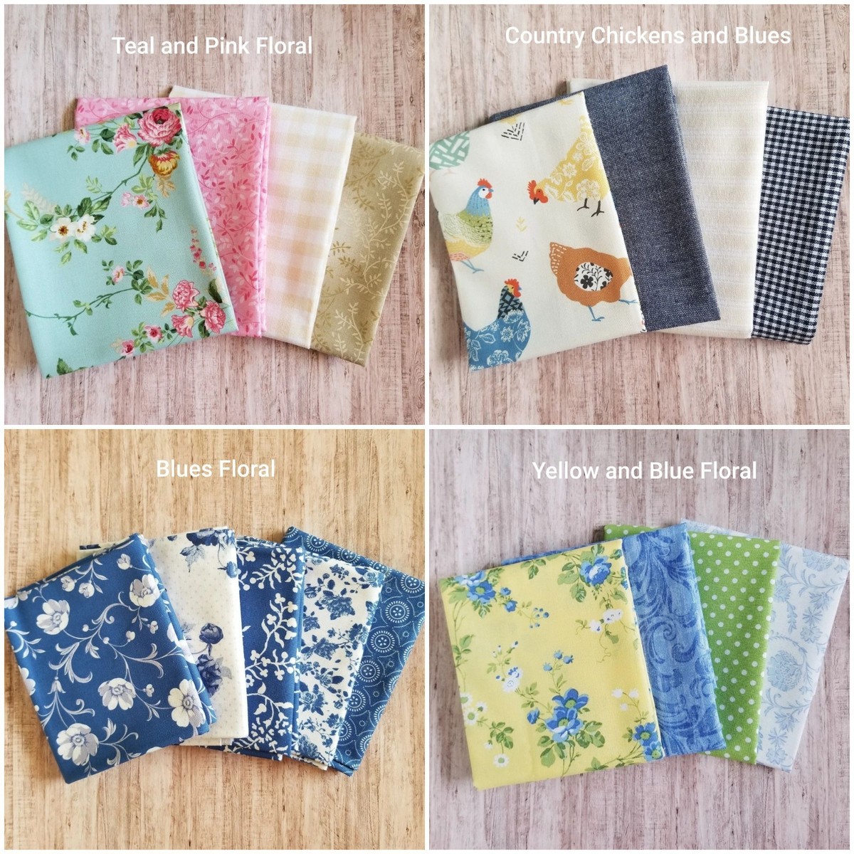 Fabric Fat Quarter Bundle of 4 - Choose from Assorted Themes