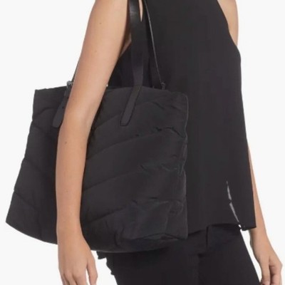 Mackage Emmi Tote Bag in black is a chevron-quilted tote