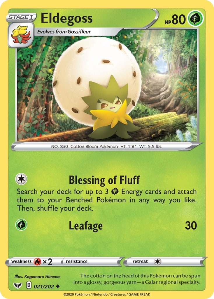 Pokemon Eldegoss Uncommon 021/202 SWSH01: Sword & Shield Base Set NM