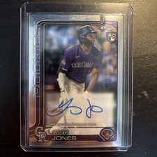 Greg Jones 2025 Topps Chrome On Card Auto RC Rookie Card #RA-GJ Colorado Rockies. rookie card picture