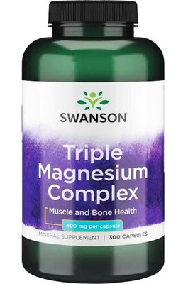 SWANSON, TRIPLE MAGNESIUM COMPLEX Magnesium 400mg 300 Kapseln SUPER PREIS