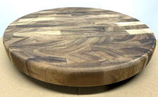 Walnut Butcher Block Round Cutting Board 13.5" Wood Chopping Block Charcuterie