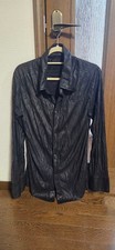 14th Addiction Black Coated Wrinkled Shirt L ...
