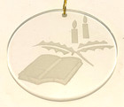VTG Norcross Clear Glass-Frosted Etching-Christmas Ornament-Candle/Holly/Hymnal — photo 9