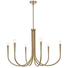 Living District LD722D36SG Layne 6 Light 36 inch Gold Chandelier Ceiling Light