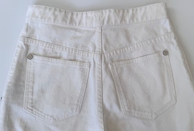 CHANEL ホワイトデニムパンツ36 NEW CHANEL 22A WHITE DENIM JEANS PANTS CC LOGO 36 CC LOGO POCKETS