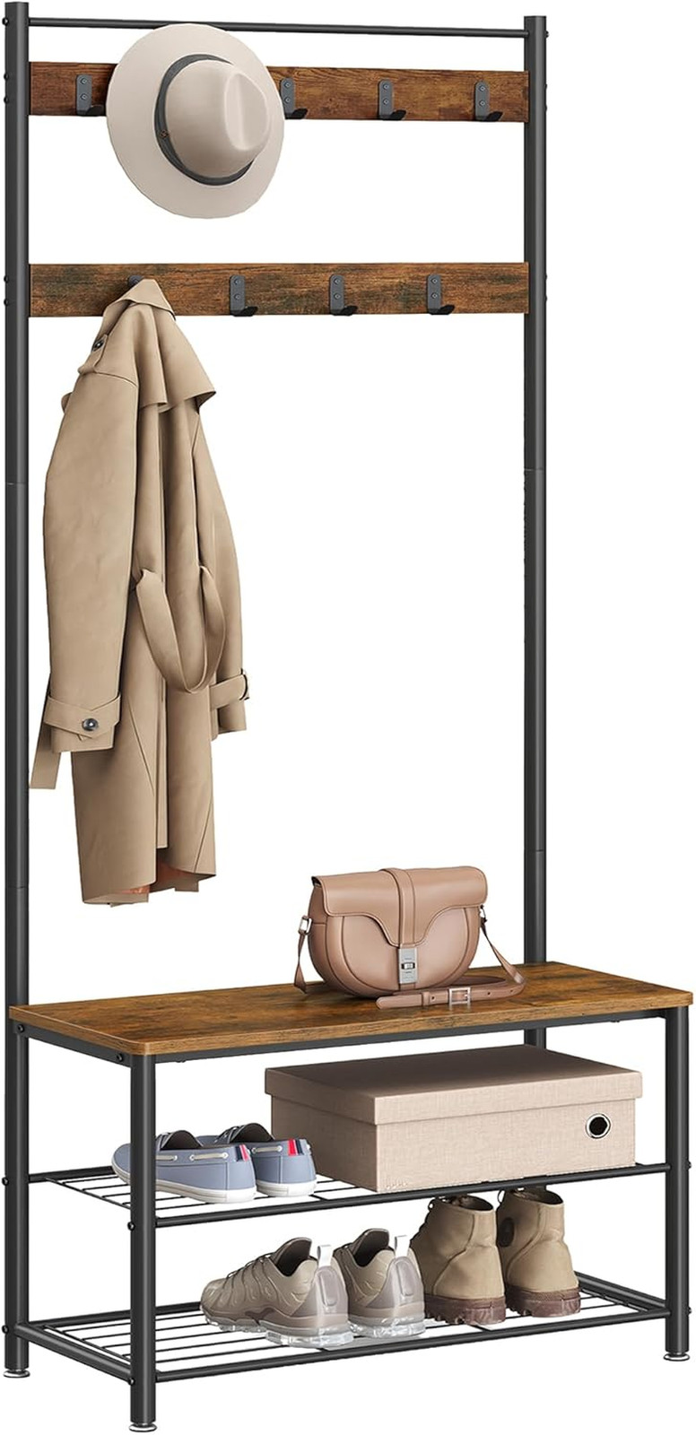 VASAGLE Coat Rack, Hallway Cabinet, Cloakroom, Clothes Rack, with Bench and Shoe