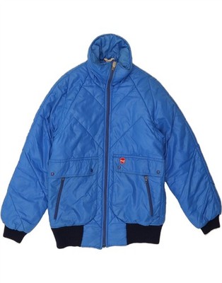 BRUNIK Mens Padded Jacket UK 38 Medium Blue Colourblock Polyamide ZF09