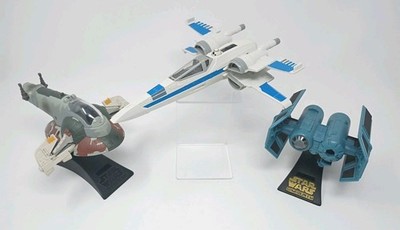 Star Wars vehicles, Darth Vader's Tie Bomber,Boba Fett's Slave 1, X Wing Fighter