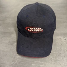 Vintage Anheuser Busch Bud Light Hat Navy Red White Faded Distressed Trucker Cap
