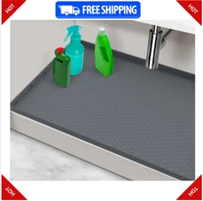 Under Sink Mats for Kitchen Waterproof, Silicone Under Kitchen 34" x 22" Gray