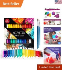 24 Non-Toxic Acrylic Paints with Brushes - Ultimate Art Kit for Everyone