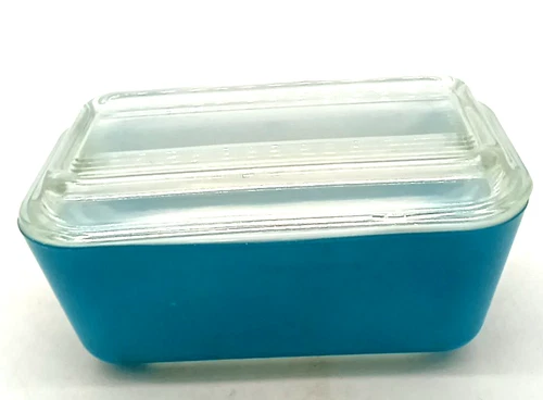 Vintage Pyrex Blue Refrigerator Dish 502-B With Clear Glass Lid 502-C