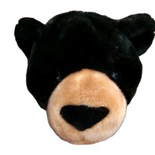 Wild Republic Soft Plush Black Bear Hat Elastic Strap Youth O/S Adult Small Cap