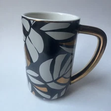 Tabitha Brown for Target 12oz Coffee Mug Cup Black Gold White Palm Leaf Tropical