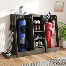 Wooden Golf Bag Organizer and Storage Rack, Golf Storage Organizer for Garage...