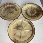 3 Vintage Frankoma Pottery Plates 94FL Wagon Wheels Desert Gold 10 1/4" D
