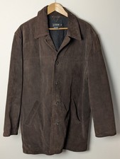 J.Crew Men s Brown Leather Jacket Coat L Quilted Lined Button Front