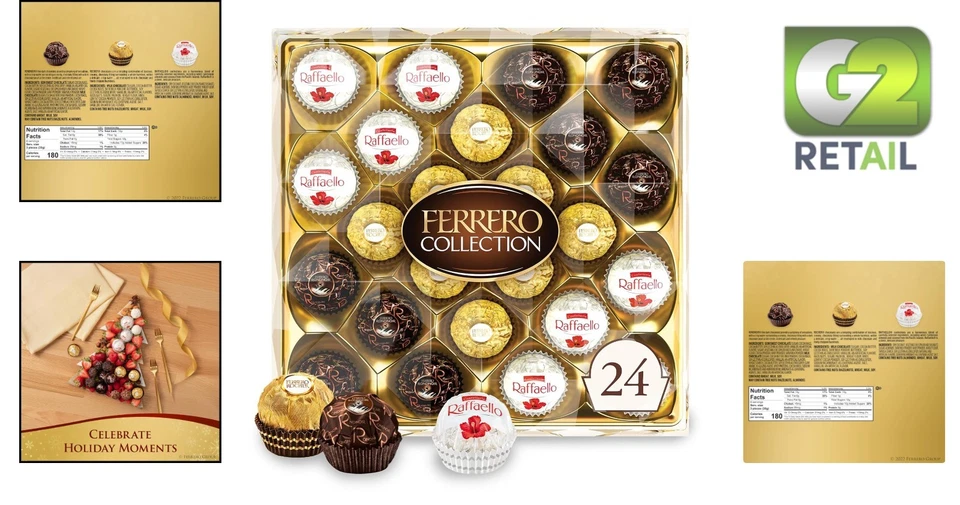 24 Count Gourmet Chocolate Collection - Hazelnut, Coconut, Dark Chocolate - Image 2 of 4