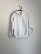 White Basic Sweatshirt with hoodie with pockets and drawstring: casual lounge