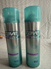 LOT (2) VTG Rave 4X Mega 11oz ClimaShield Scented Hairspray Long-Lasting Hold