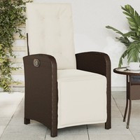 Gartensessel Mit FußTeil Verstellbar Poly Rattan Braun Outdoor