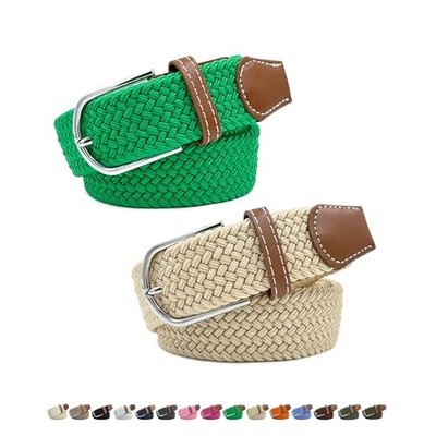 2Pack Belts Elastic 20'' to 38'' Waist Adjustable / Length 42'' 2pack-green/Cream