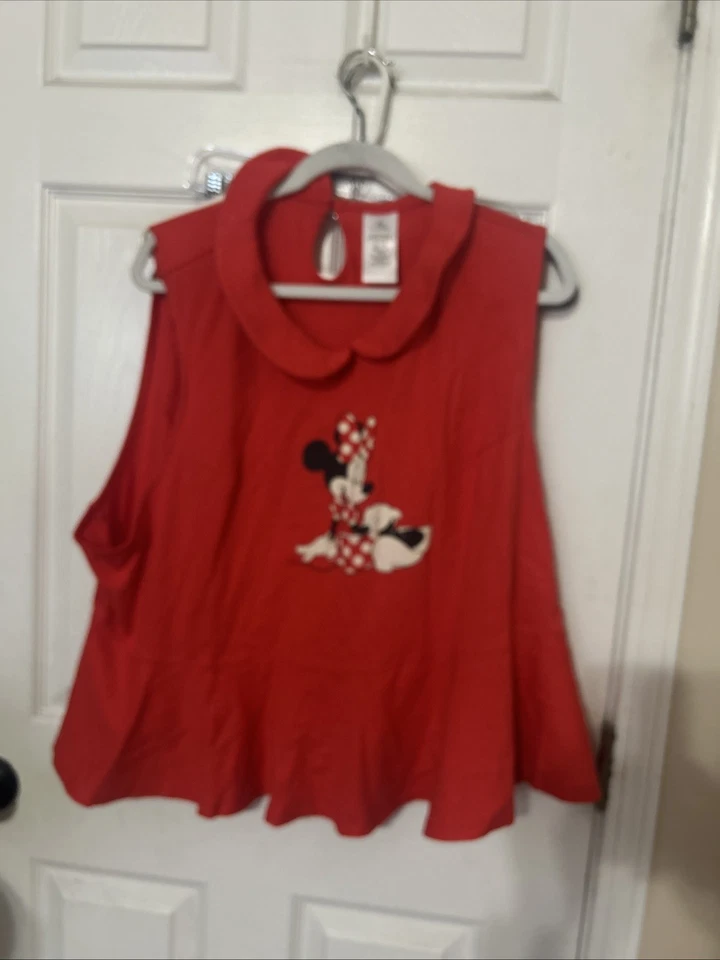 Camiseta sin mangas Disney Parks 3X para mujer con volantes roja blanca negra Minnie Mouse Foto 2 de 4