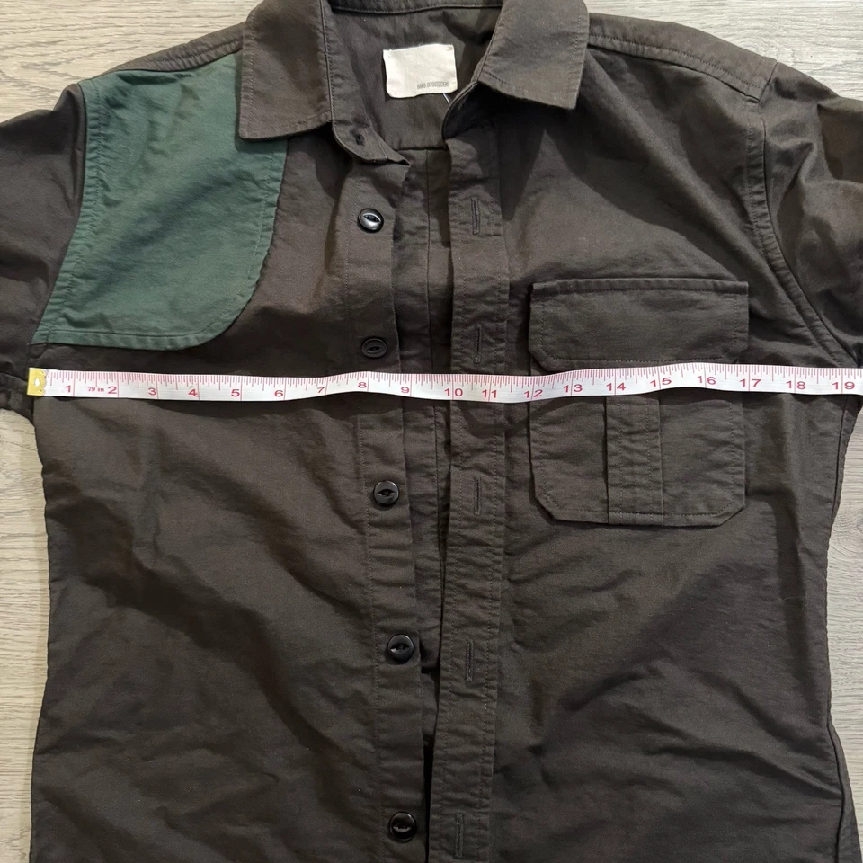 BAND OF OUTSIDERS Contrast Patches Shirt Sz XS Button Down Brown & Green Cotton - Image 3 of 4