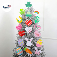 36 Pcs Valentine'S Day Heart Tree Ornaments St. Patrick'S Day Shamrock Tree Pick