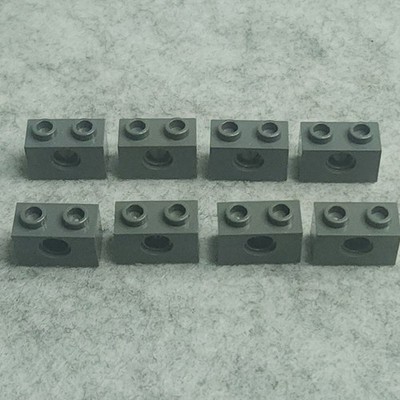 LEGO Technic Brick 1x2 with Hole 3700 Dark Bluish Gray Lot of 8 Genuine Used