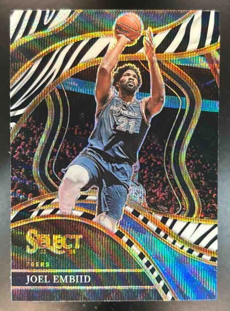 2023-24 Panini Select Joel Embiid Zebra Prizm SSP #204 Courtside 76ers