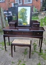Vintage Stag Minstrel 3 Drawer Dressing Table with Galleried Top,Mirror & Stool