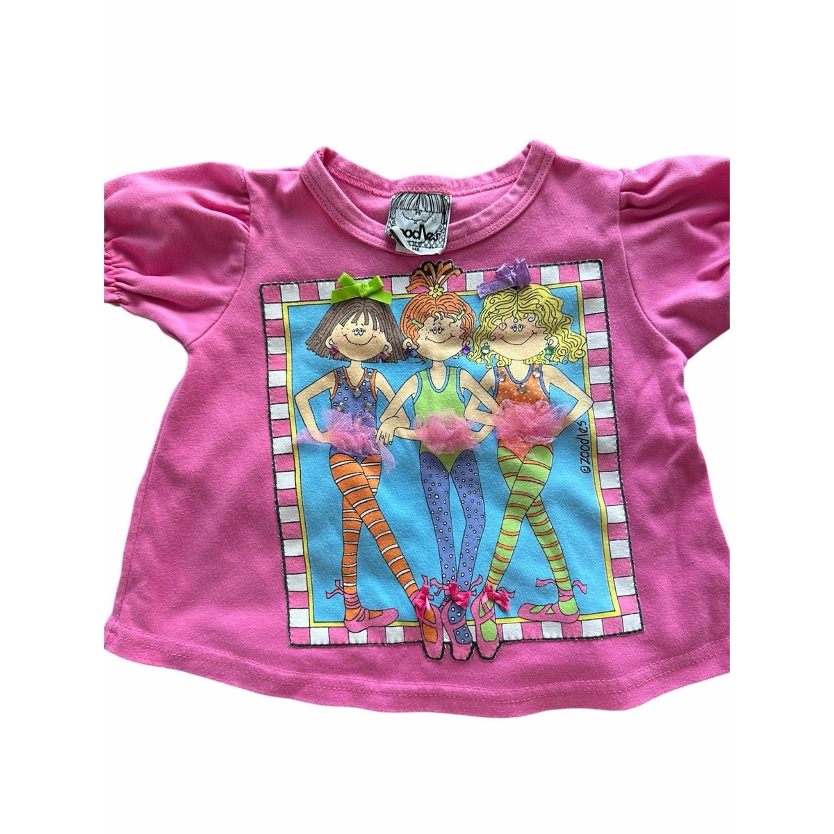 Zoodles Baby T-Shirt Cotton Graphic Print Pink Size 12 Months 90s