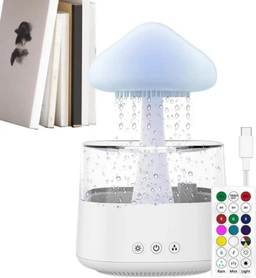 MULIN Diffusore Aromi Nuvola a Pioggia – Umidificatore 450ml LED 7 Colori