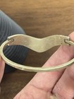 Vintage Bull Motif Hinged Cuff Bracelet - Silver Tone - Crushed Stone Inlay — photo 4
