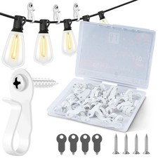 60 Pack Hooks for Outdoor String Lights Clips Metal Heavy Duty Light Hook with