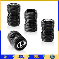 Lexus Metal Tire Valve Stem Caps Black Air Dust Covers Set Of 4 Pieces