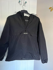 NICCE Men?s Black Hooded Windbreaker Jacket 1/2 Zip Pockets Size M