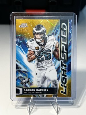 2025 Topps Chrome Cosmic - Gold Laser Light Speed Saquon Barkley LS-19 /50