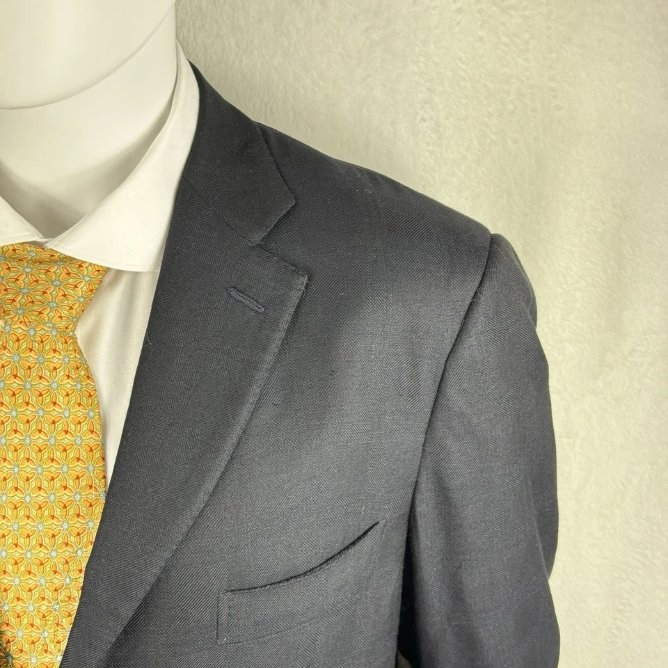 Blazer Abrigo Deportivo Isaia Negro Ventana Mezcla Lana Seda 54 IT 44 EE. UU. Foto 3 de 4