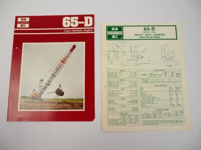 2 Prospekte Brochures Bucyrus-Erie 65-D Crane Crawler Dragline Raupenkran