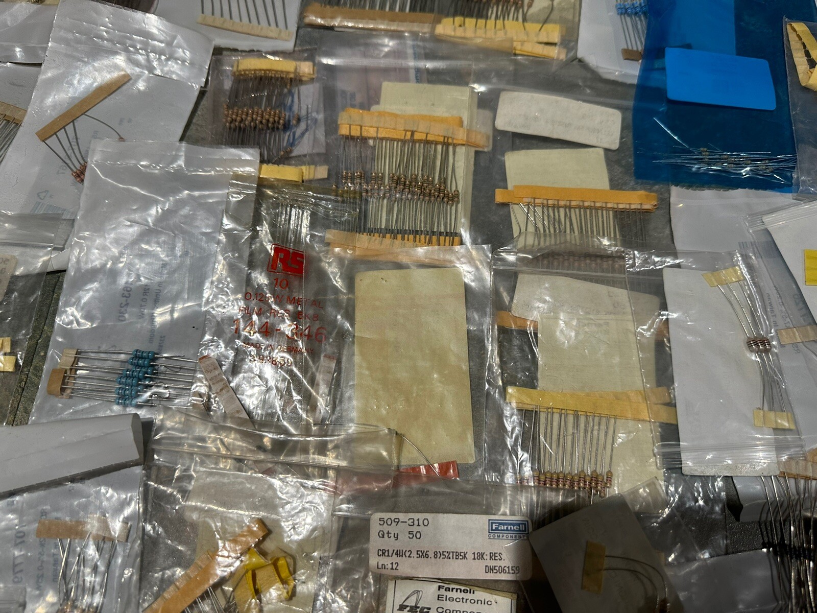 Reistors & Capacitors Job Lot. Hundreds Of Them. All New Unused, Good