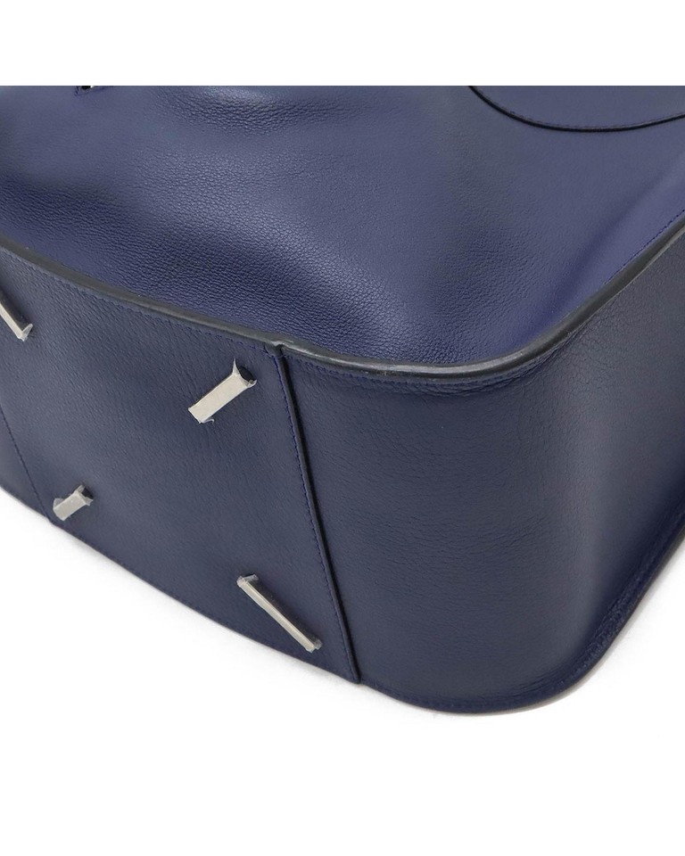 Pre Loved Loewe Puzzle Small Leather Handbag Navy Blue Handbags One