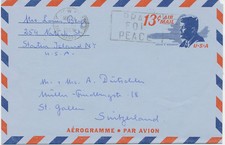 USA 1969 John F. Kennedy 13C Aerogramme WEST NEW YORK NY 07093 / PRAY FOR PEACE