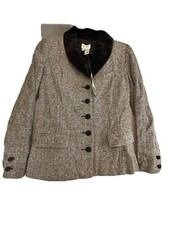 Together Blazer Womens 6 Gray Button-down Tweed Jacket Velvet Vintage Nwt